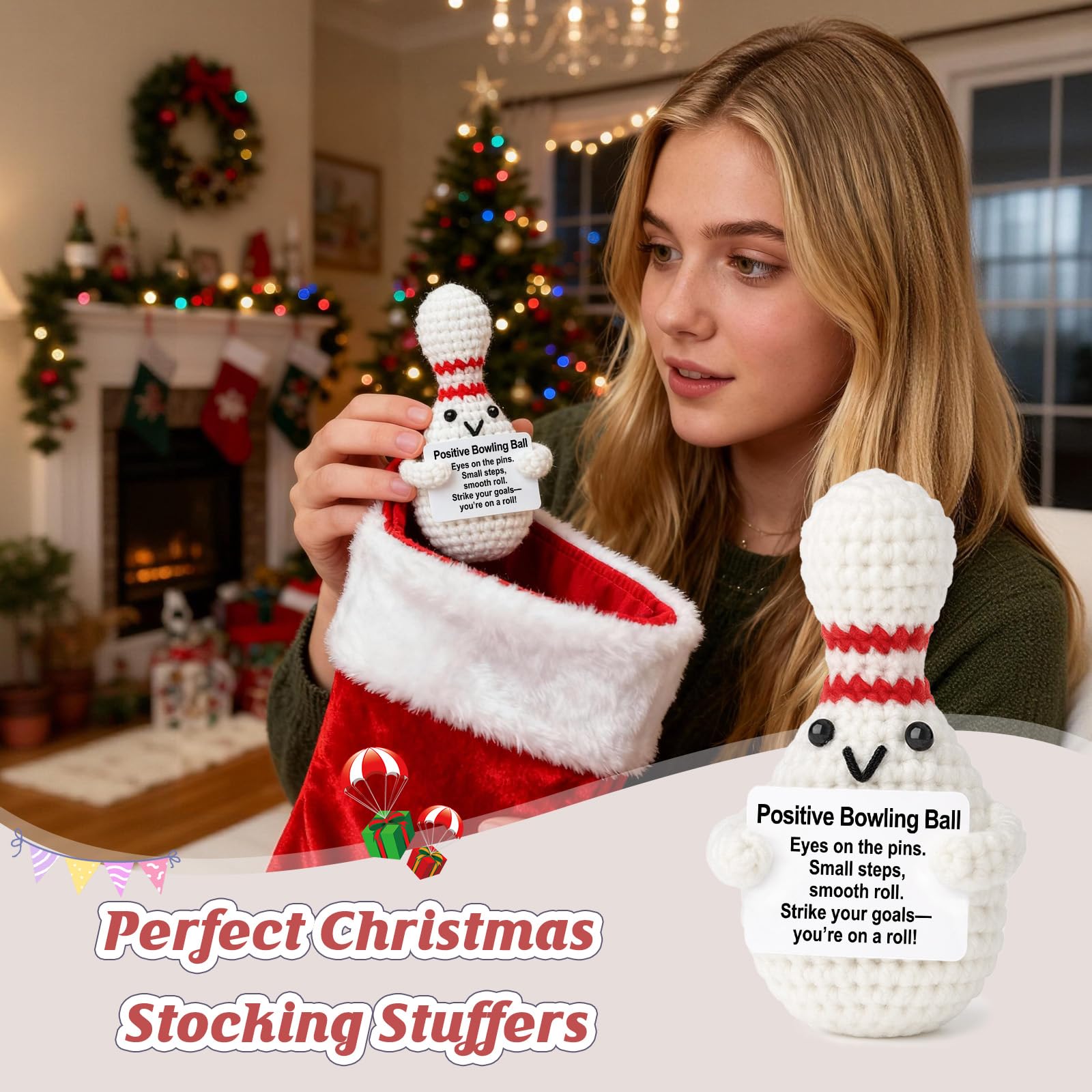 Weming handmade mini crochet bowling-ball plush with tactile charm