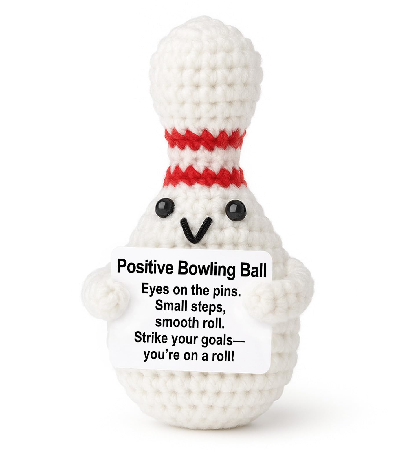 Weming positive-sports motivation mini crochet bowling-ball plush with bright desk sign for inspiration
