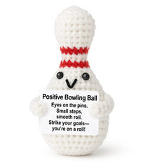 Weming positive-sports motivation mini crochet bowling-ball plush with bright desk sign for inspiration