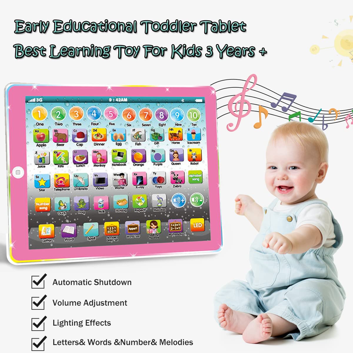 Wenbeier ABC letters display on the tablet screen supports word recognition
