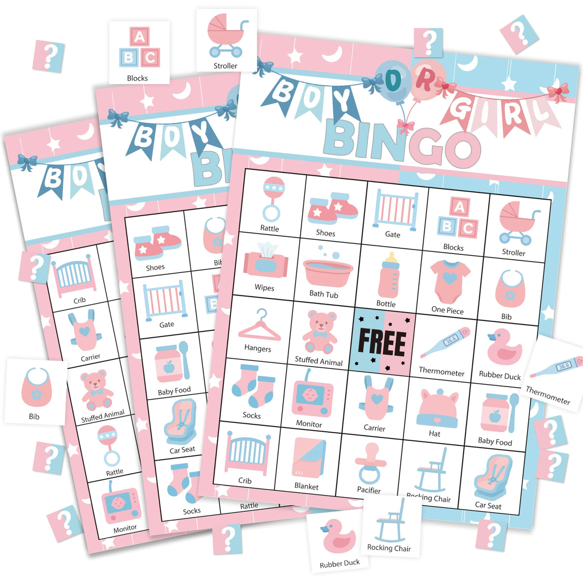 Wenhihsiy gender reveal bingo cards for 24 players in a party-ready set