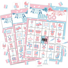Wenhihsiy gender reveal bingo cards for 24 players in a party-ready set