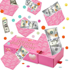 WenmthG pink birthday surprise box shows a dramatic unboxing moment for celebrations.