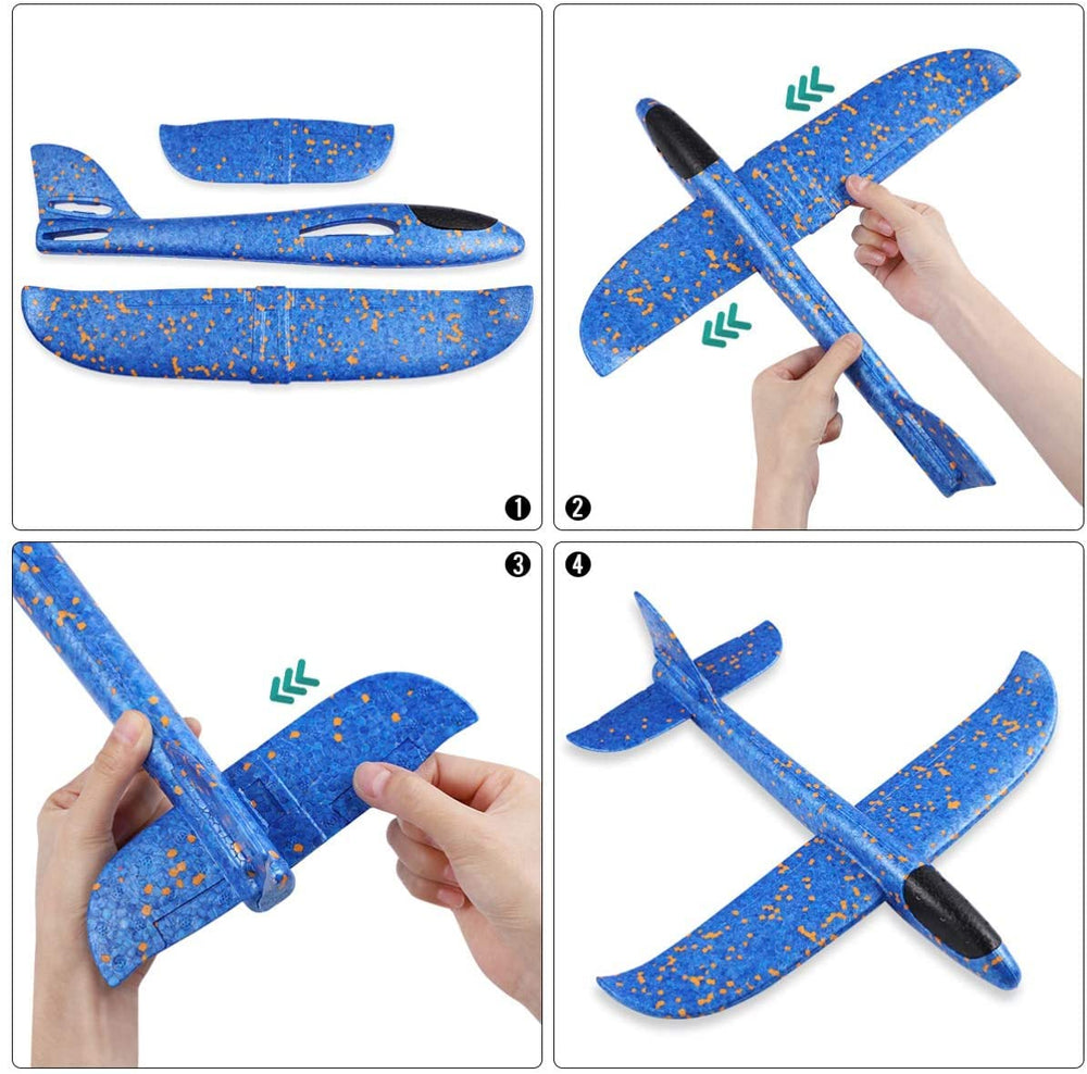 WenToyce 2Pack foam airplanes in reversal mode offering versatile flight options.