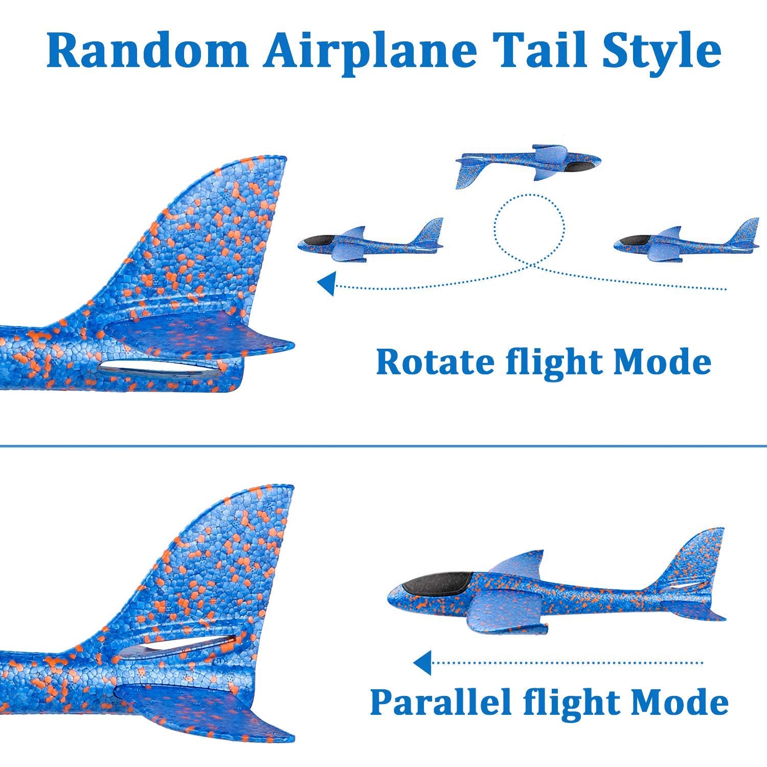 Wentoyce foam airplane in reversal mode for versatile flight tricks.