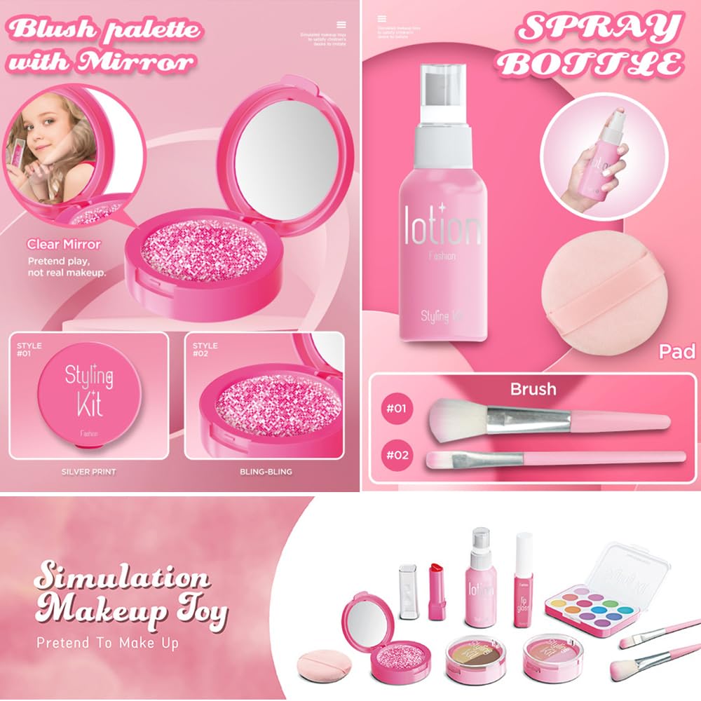 Wentoyce pretend makeup kit blush palette with vibrant colors for learning colors