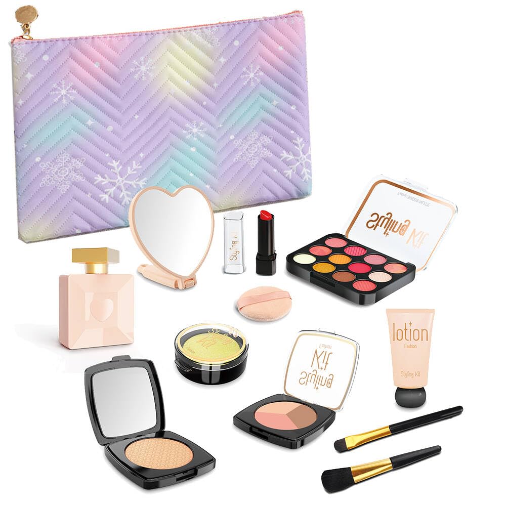 WenToyce pretend makeup kit carrying case keeps accessories organized for on-the-go play.