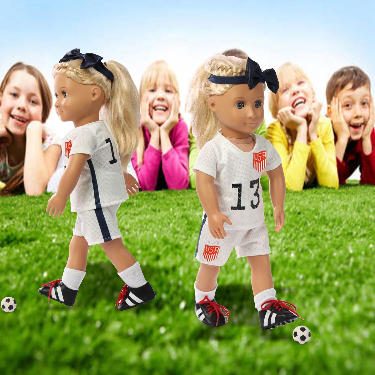 Wenzhuo 18in doll soccer shoes durable for active play