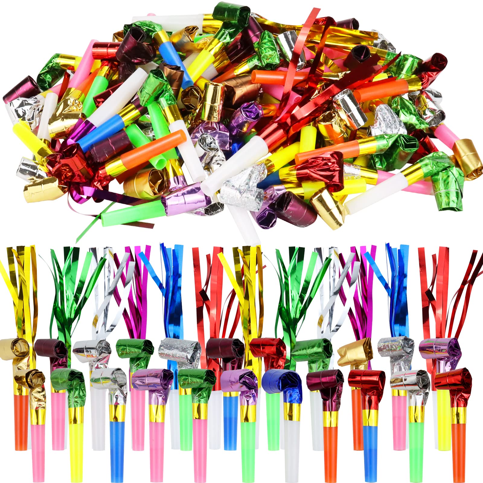 WEOXPR noisemaker blowouts pack for celebrations, adding excitement and sound.