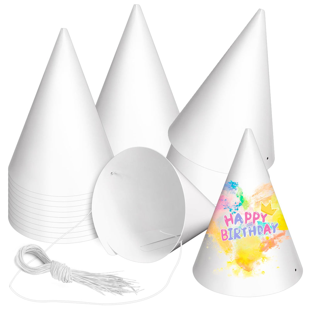 WEOXPR white paper party hats pack for easy party decor and DIY crafts