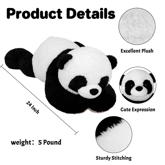 Wepop big panda plush with embroidered face for lasting charm.