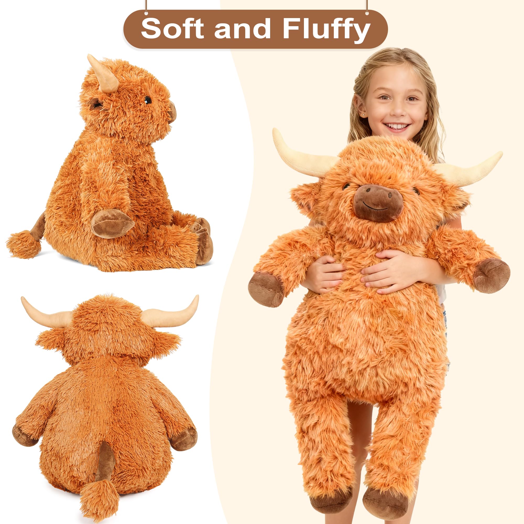 Wepop cuddly Highland Cow stuffed animal ready for bedtime snuggles