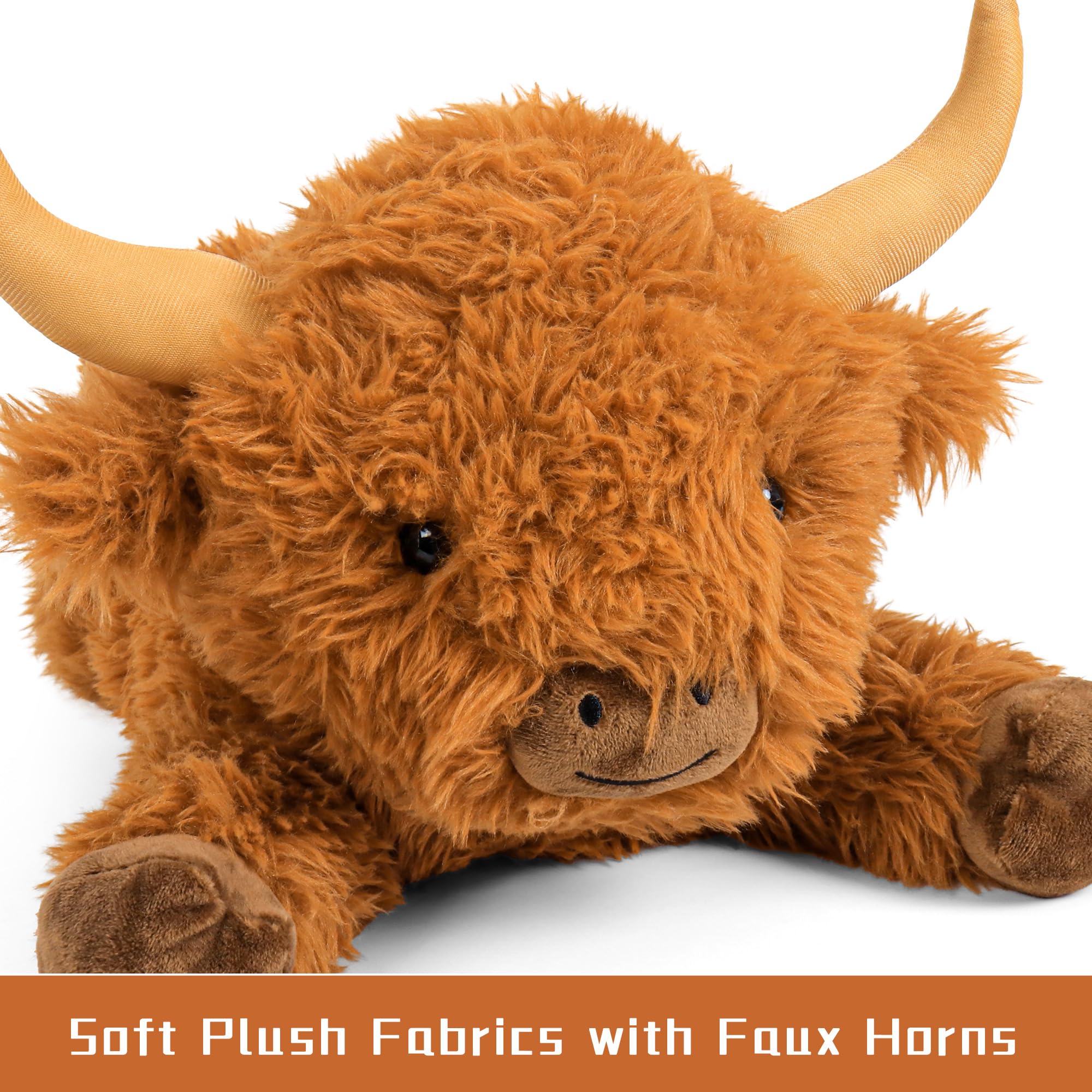 Wepop Highland Cow friendly face invites cuddles and comforting companionship.