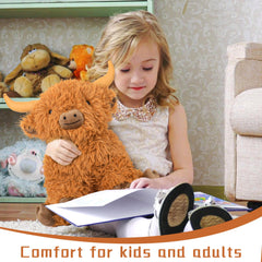 Wepop Highland Cow plush surface shows fluffy fur for cozy feel
