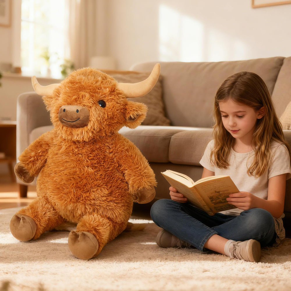 Wepop huge Highland Cow plush toy designed for comforting companionship