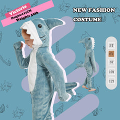 WEQJC Blue Shark hood and paws detail emphasizing playful costume features.