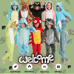 WEQJC Kids Flannel Animal Onesie Red Lobster, holiday-ready look for Halloween and Christmas events.