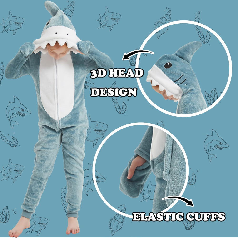 WEQJC blue shark onesie side view ideal for playtime