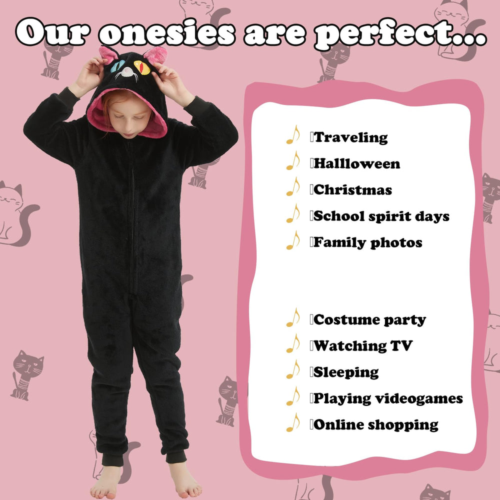 WEQJC kids flannel cat onesie Christmas-ready apparel for celebrations