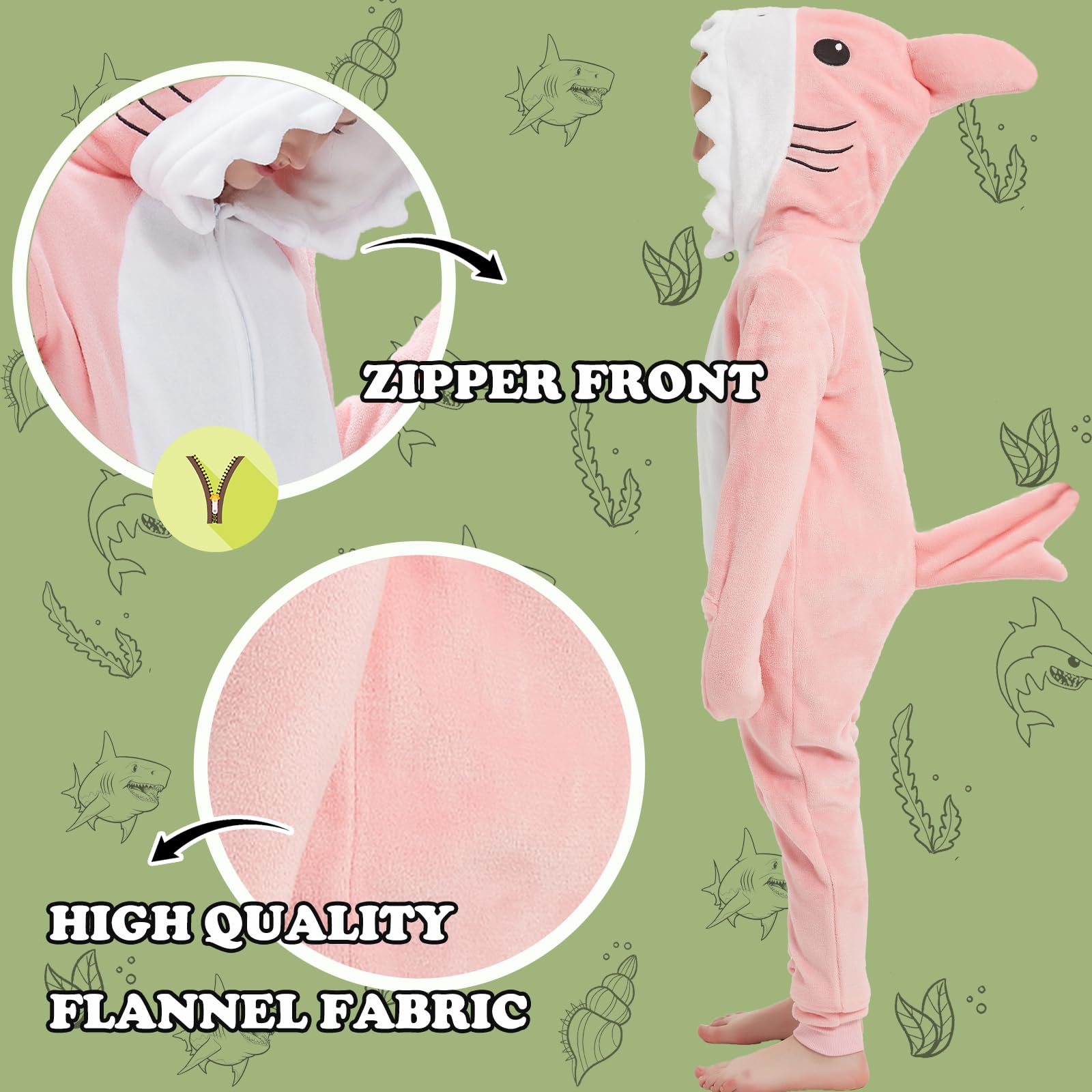 WEQJC pink shark back view highlighting easy slip-on design