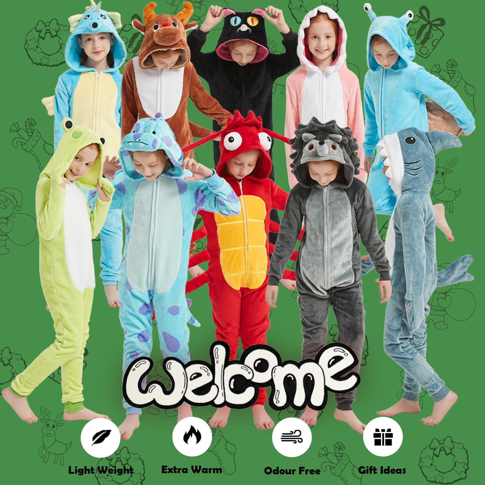 WEQJC versatile costume for boys and girls in a cozy reindeer suit