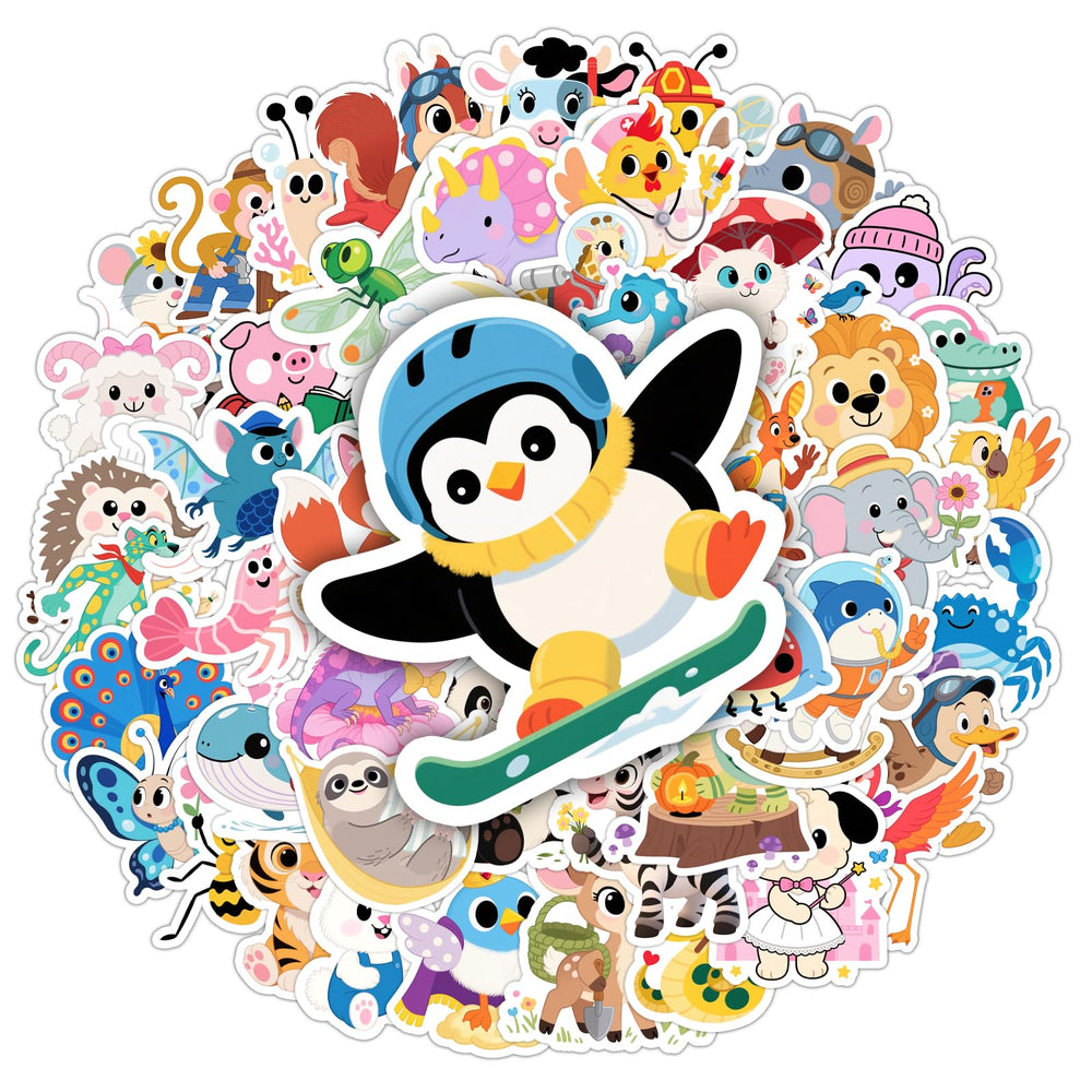 Wercokt 50pcs animal stickers collection for notebooks and bottles.