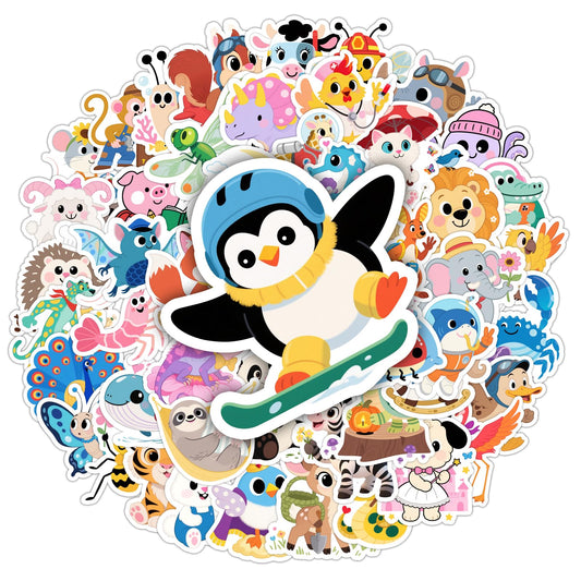 Wercokt 50pcs animal stickers collection for notebooks and bottles.