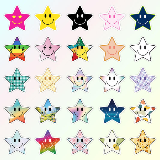 Wercokt smiling star stickers on notebook for personalized school supplies