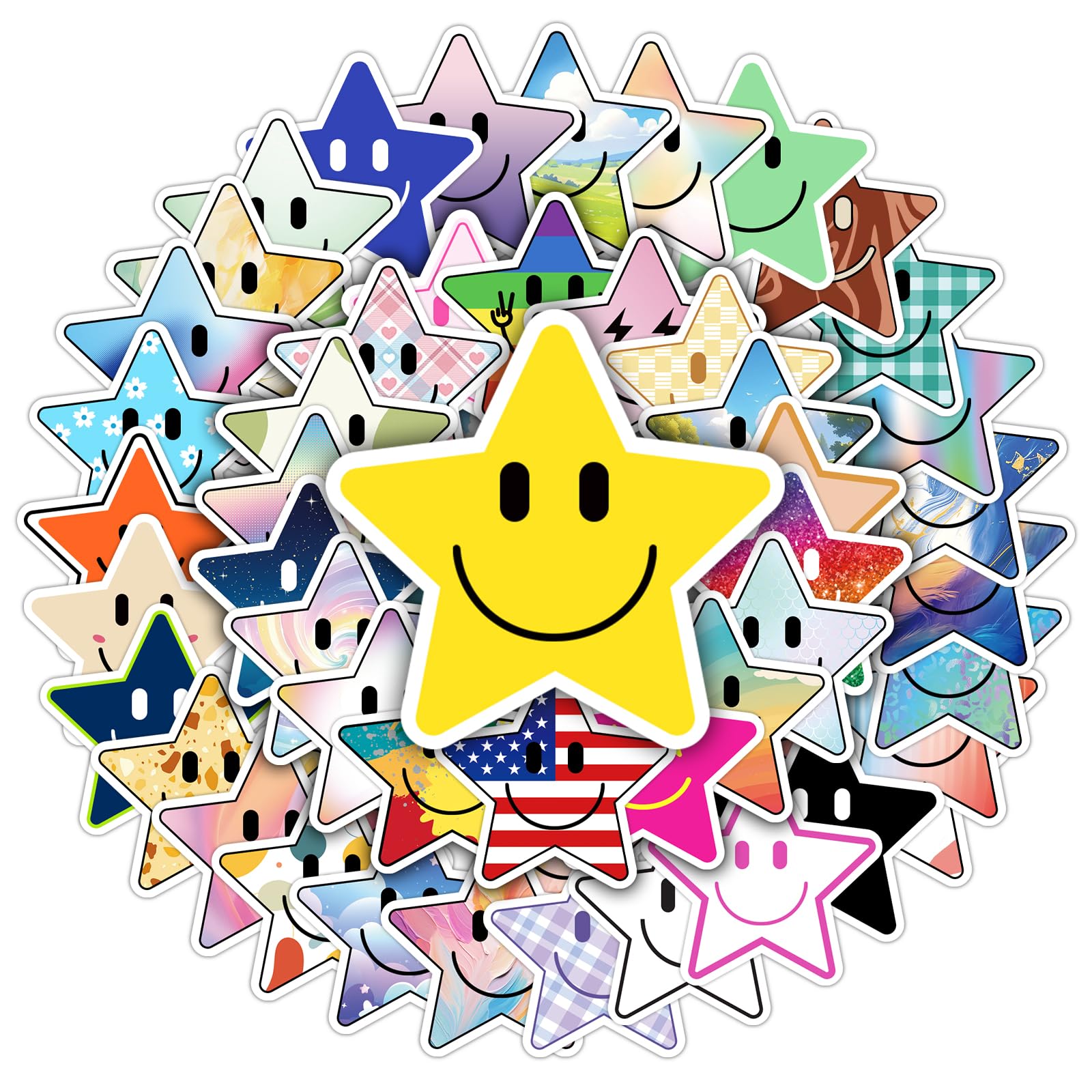 Wercokt smiling star stickers pack cover with bright designs for rewards