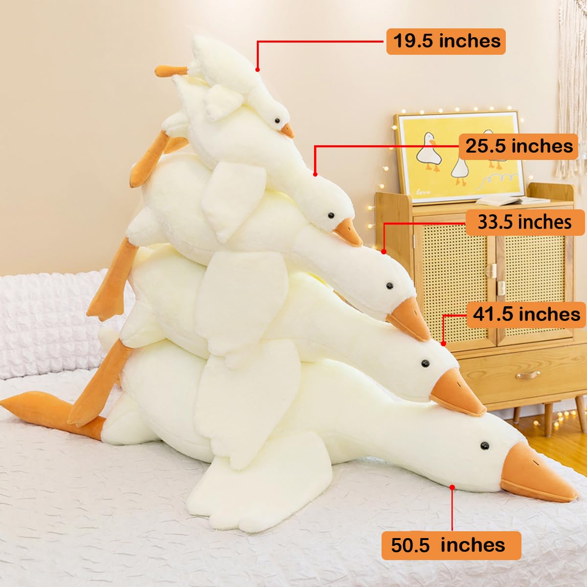 Werdast goose plush 25-inch white cozy decor pillow for beds and couches