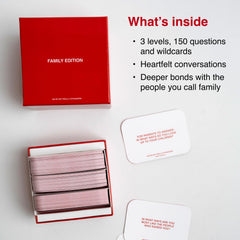 WE'RE NOT REALLY STRANGERS Level Connection prompts deepen family ties.