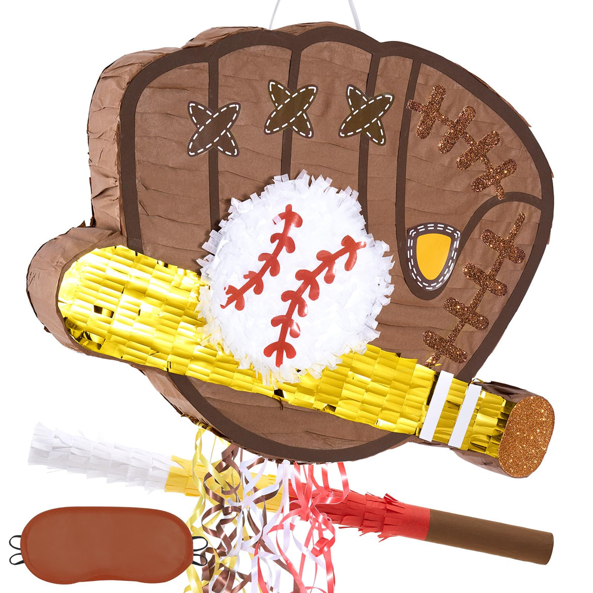 WERNNSAI Baseball Pinata mitt detail adds authentic decor for a baseball-themed party.
