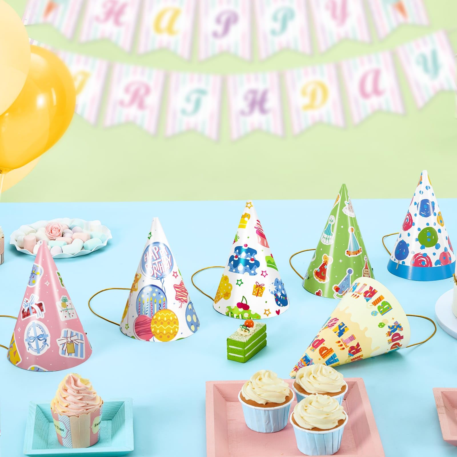 WERNNSAI birthday hats durable white paper resists fading for lasting memories.