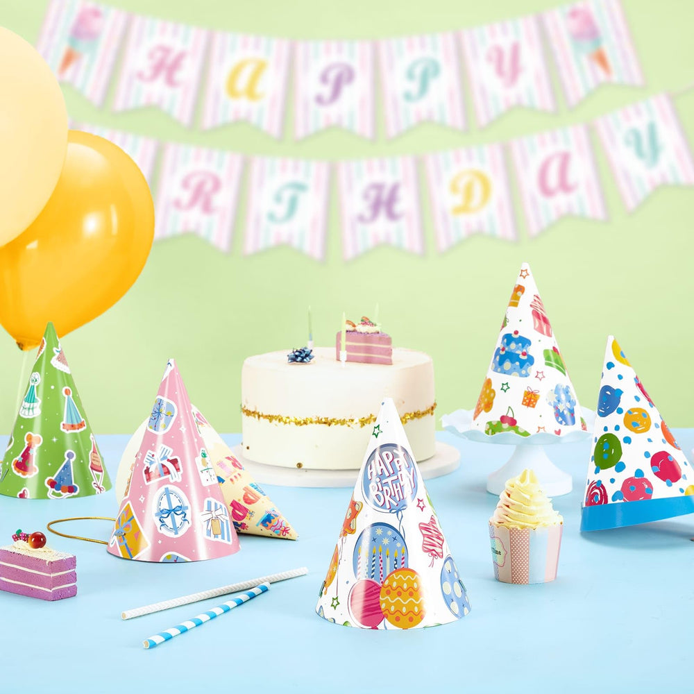 WERNNSAI birthday hats variety designs offer mix-and-match fun for guests.