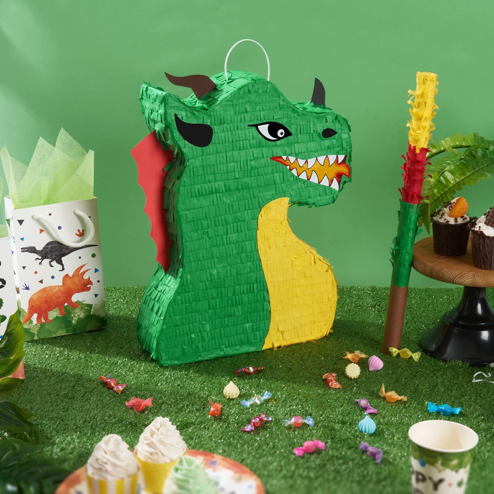 WERNNSAI Dino theme decor pinata close up for a lively dinosaur party atmosphere