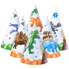 WERNNSAI dinosaur party hats in watercolor style for kid-friendly birthday fun.