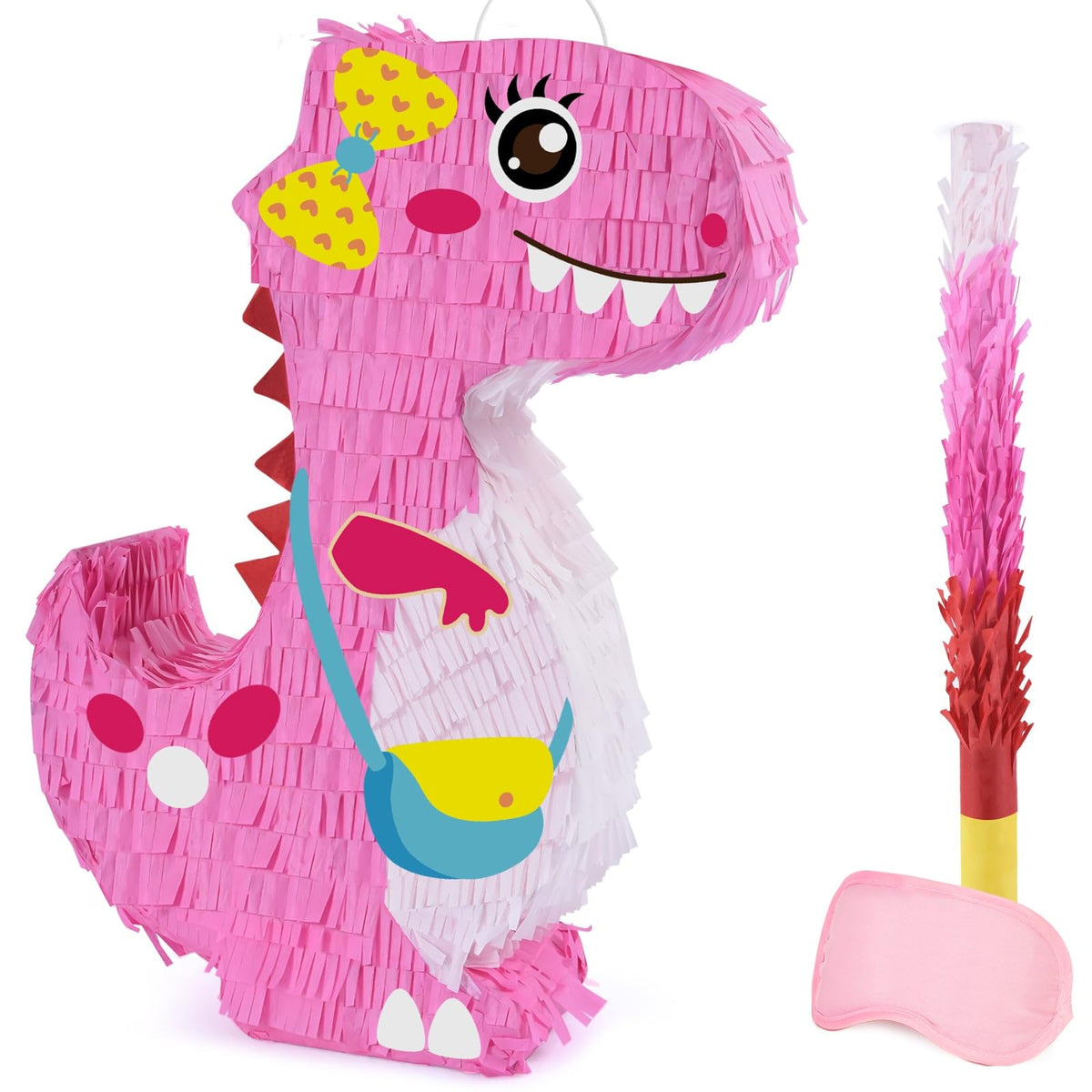 WERNNSAI Dinosaur Pinata pink body, ideal for a playful party activity