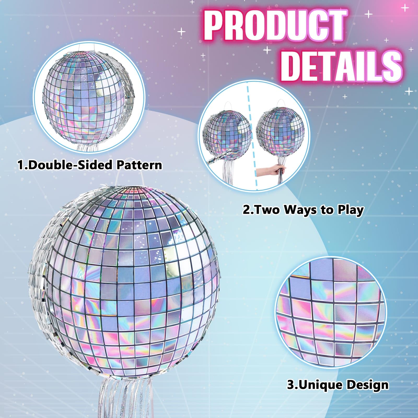 WERNNSAI Disco Ball Pinata with bat in use for playful party activity.