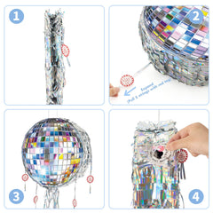 WERNNSAI disco ball pinata made from sturdy corrugated paper for durable play