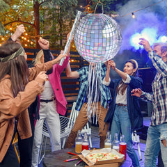 WERNNSAI Disco Ball Pinata filled with candies and small toys.