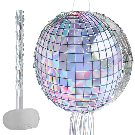 WERNNSAI Disco Ball Pinata top view showing glittering surface for retro party decor.