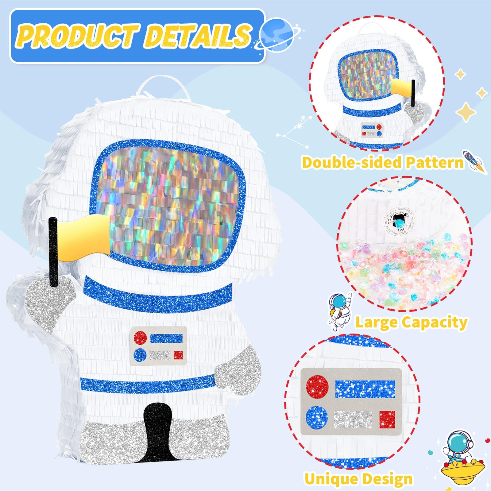 WERNNSAI Eye mask adds fun blindfold challenge for kids' space piñata game.