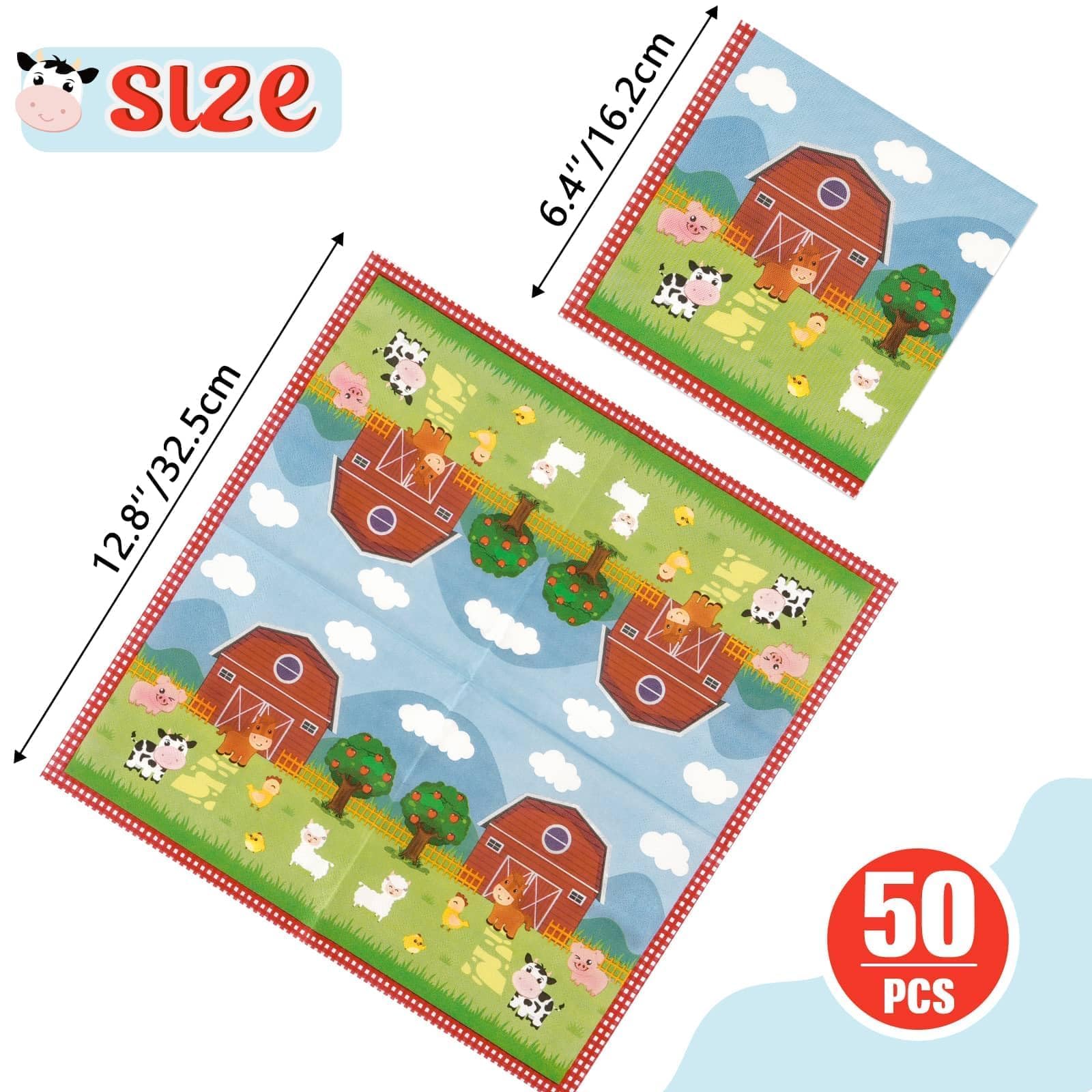 WERNNSAI farm animal napkins featuring cows, pigs, and sheep for lively table moments