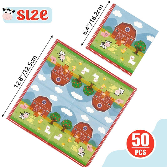 WERNNSAI farm animal napkins featuring cows, pigs, and sheep for lively table moments