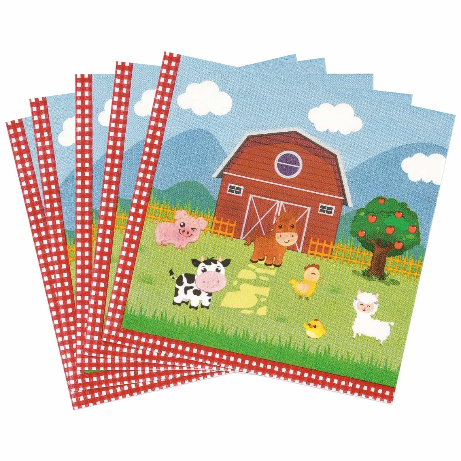 WERNNSAI farm birthday napkins with barnyard design for celebrations