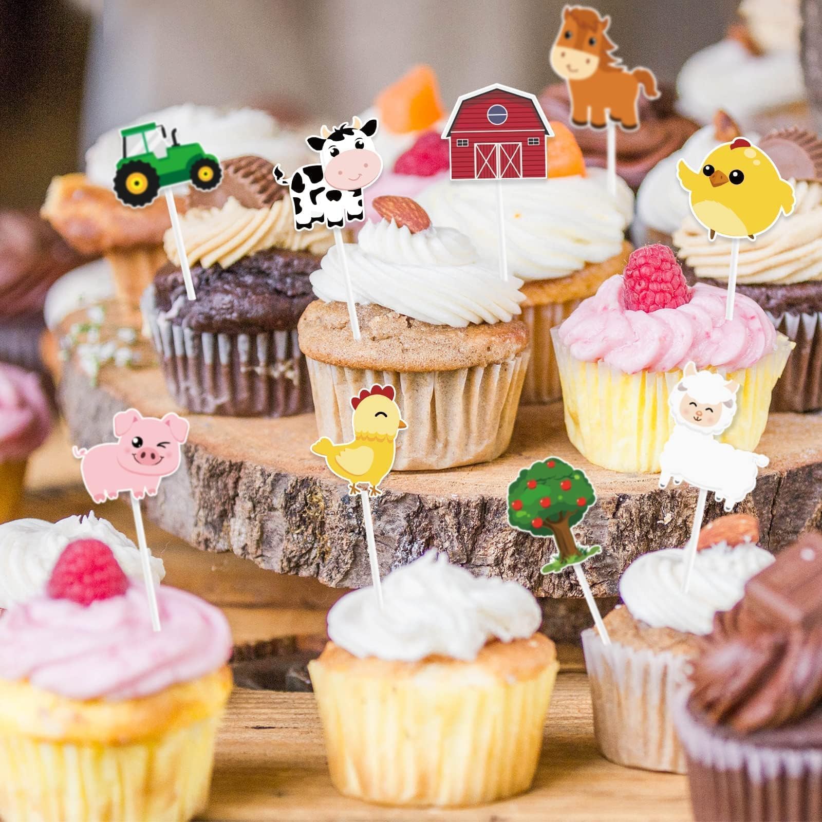WERNNSAI farm cupcake toppers car design for fun tractor-themed dessert accents.