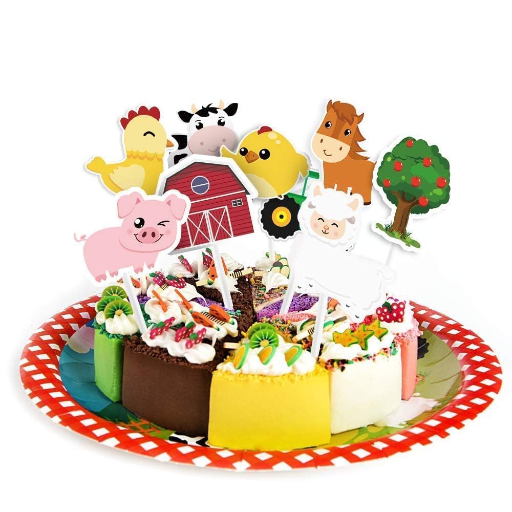 WERNNSAI farm cupcake toppers house design for cozy barnyard dessert decor.