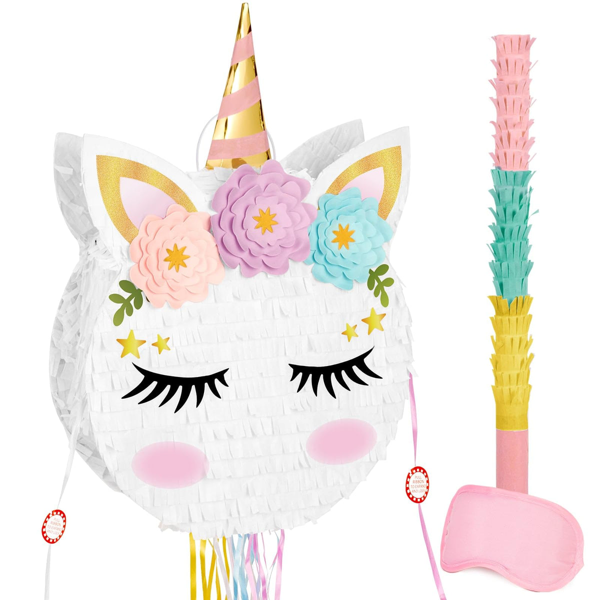 WERNNSAI foldable unicorn pinata assembly for easy party setup and storage.