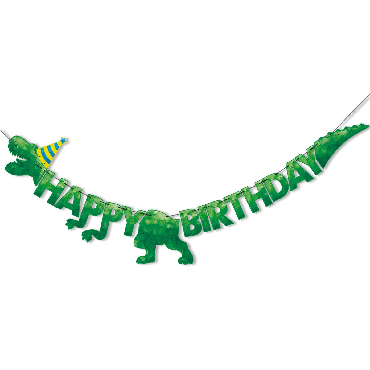 WERNNSAI watercolor green dinosaur banner for kids' birthday party decor.