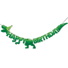 WERNNSAI watercolor green dinosaur banner for kids' birthday party decor.